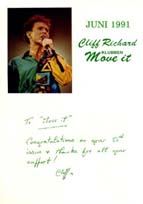 Cliff Richard fan Club Move It Of Denmark: Move It' Card